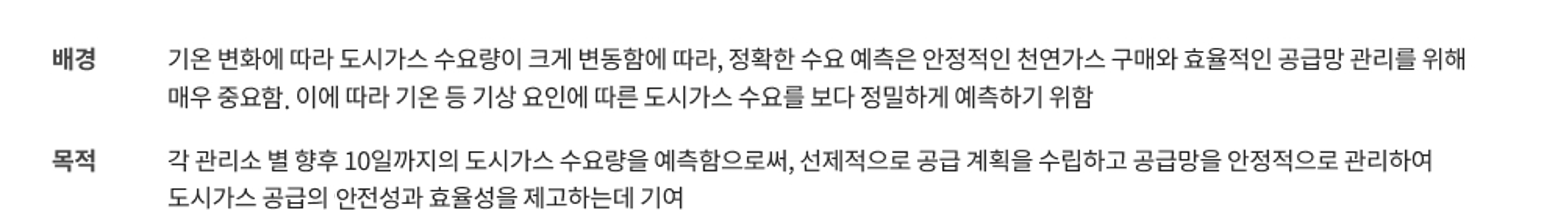 도시가스 수요예측 서비스 개요에 관한 이미지